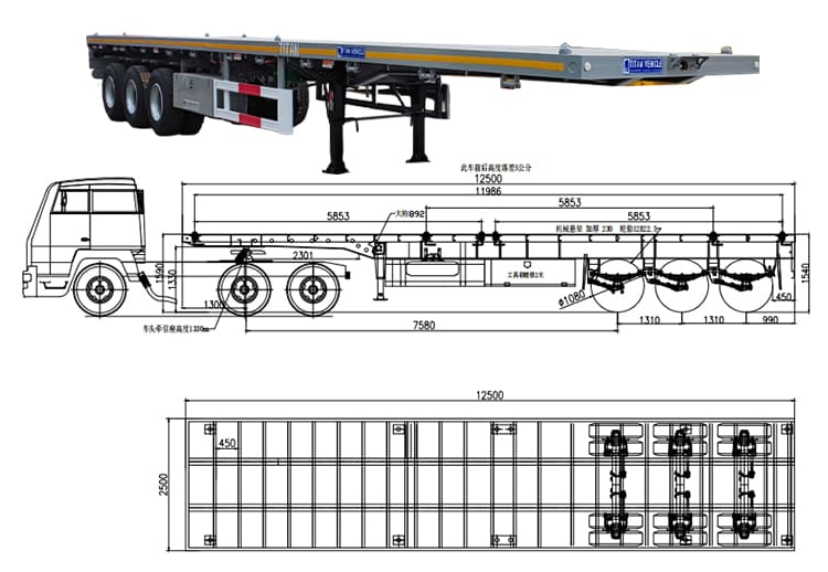 Flat Bed Trailers 40 Ft Trailer Price in Serria Leone Freetown