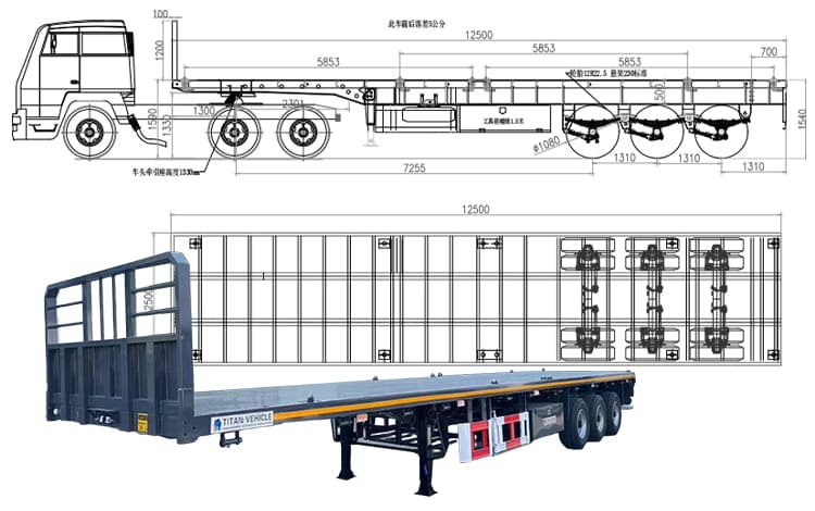 3 Axle Flatbed Semi Trailer | Flat Bed Semi Trailer for Sale in Serria Leone