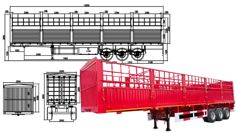 3 Axle Cargo Trailer with Fence for Sale in Sierra Leone